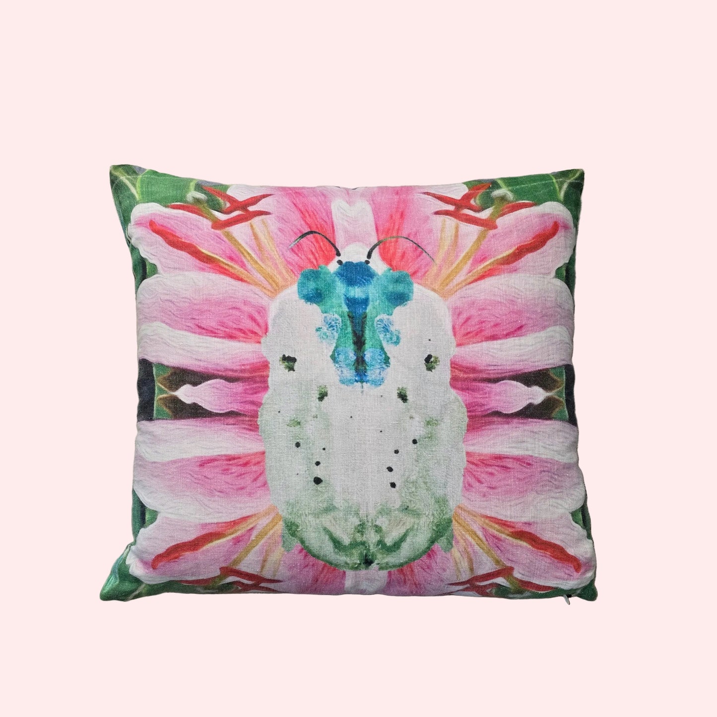 Floral Blue Bug Cushion Cover