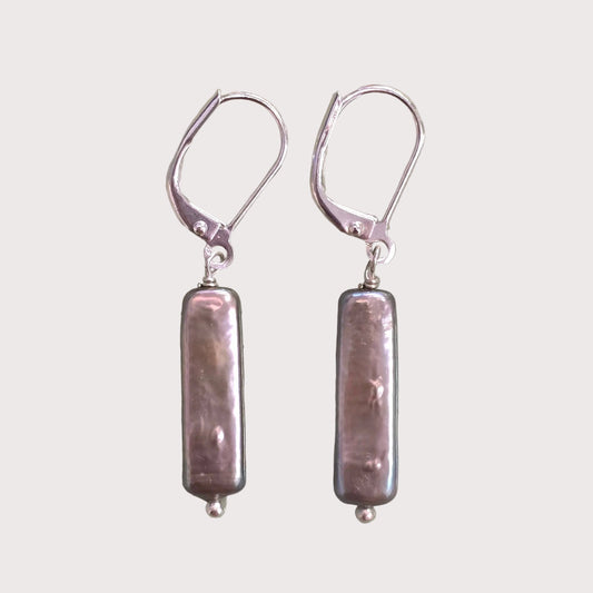 Purple Pearl Earrings | Silver