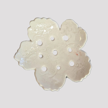 Ceramic Flower Frog  | White