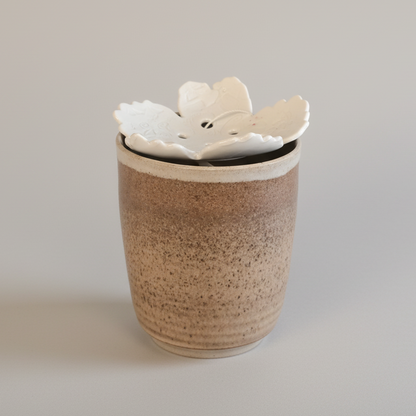 Ceramic Flower Frog  | White