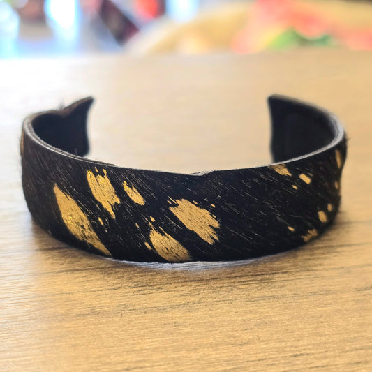 Antler Hide Cuff | Black + Gold Foil