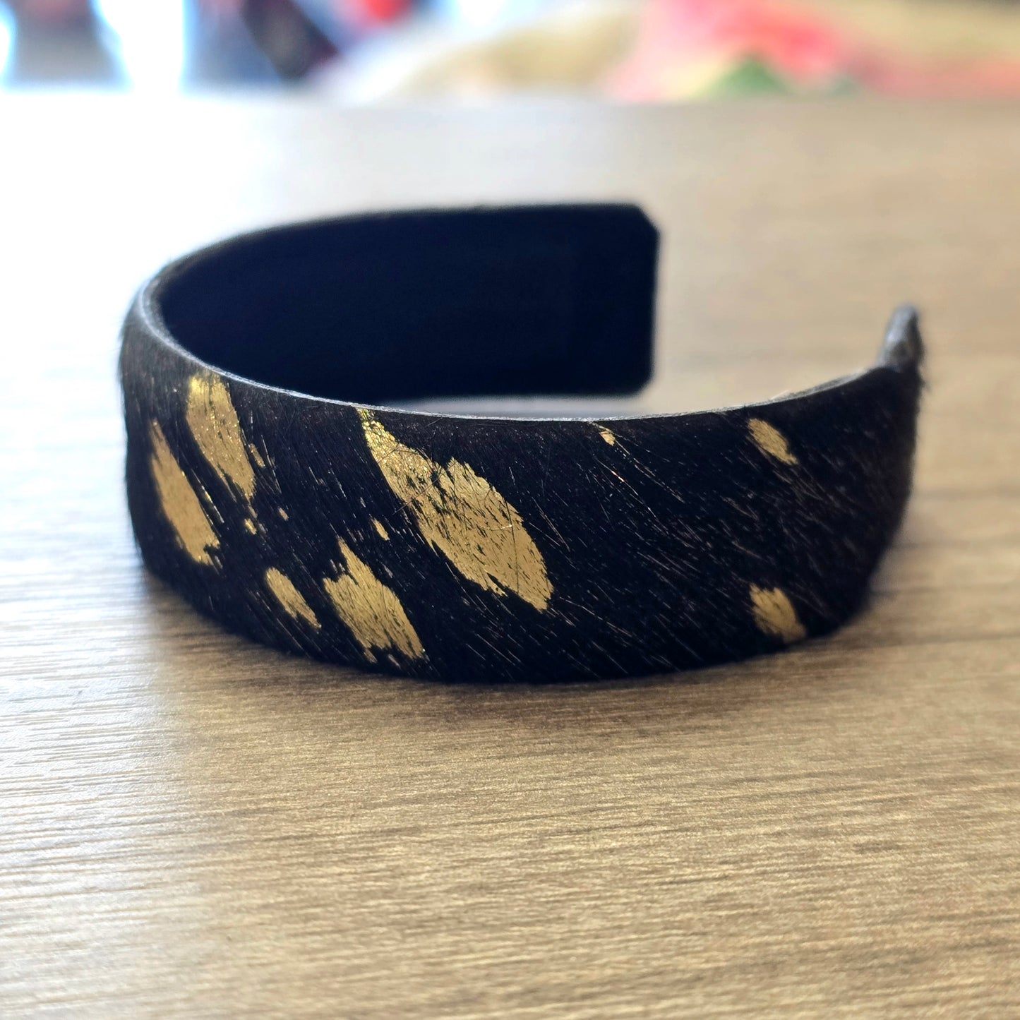 Antler Hide Cuff | Black + Gold Foil