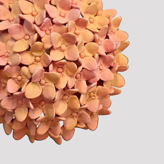 Hydrangea Ceramic Wall Flower | Pink / Orange