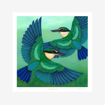Sacred Kingfisher in Flight Print | Kathryn Furniss