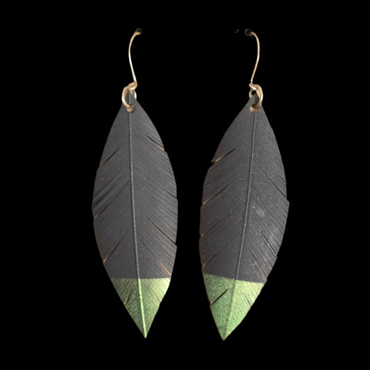 Pique Feather Earrings | Bright Green Tip