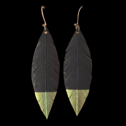 Pique Feather Earrings | Green Gold Tip