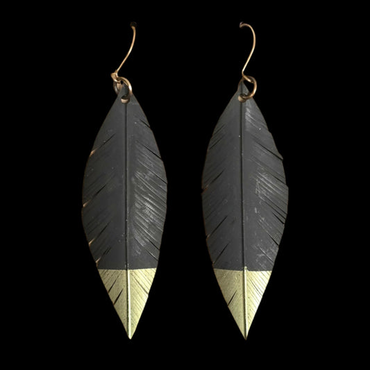 Pique Feather Earrings | Olive Tip