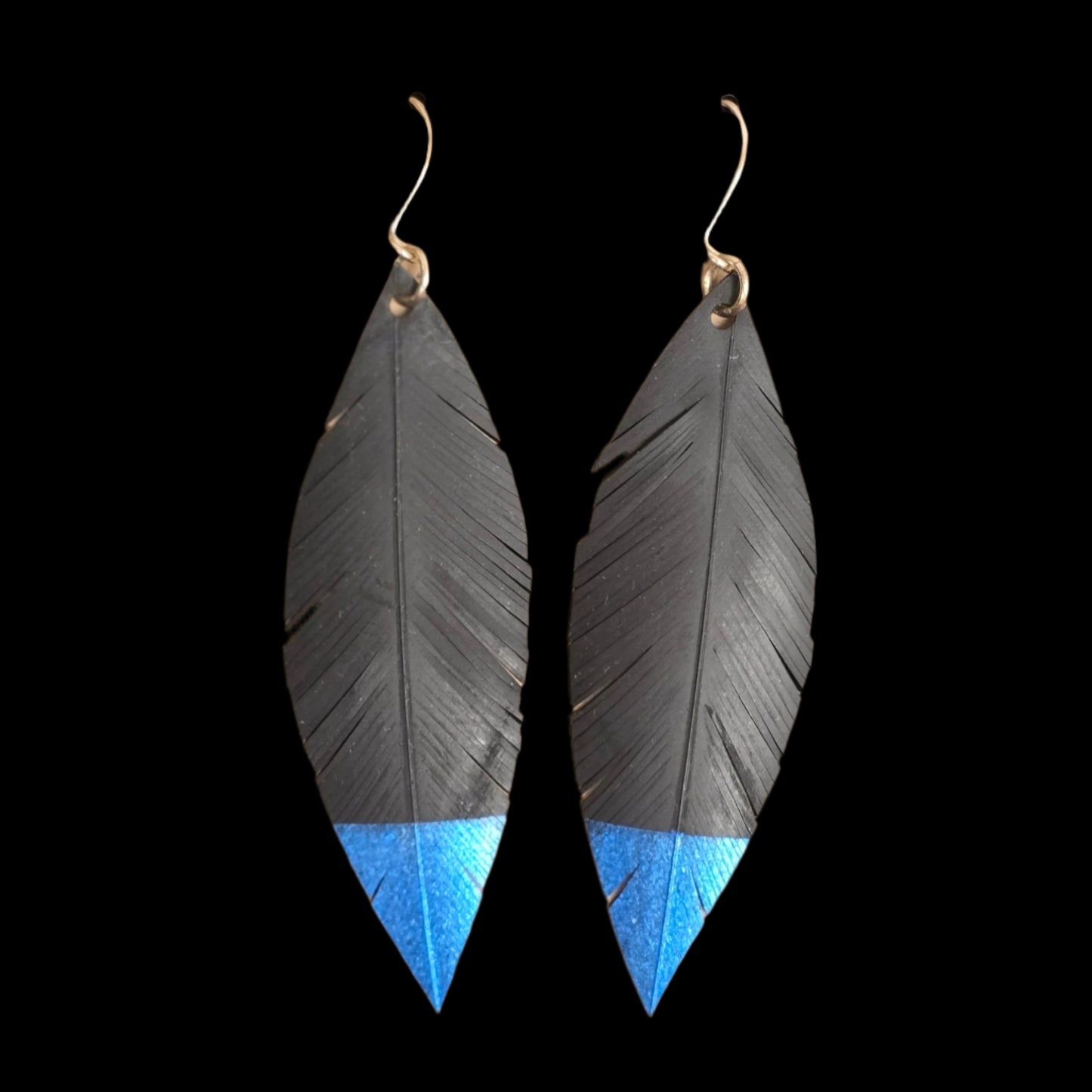 Pique Feather Earrings | Bright Blue Tip