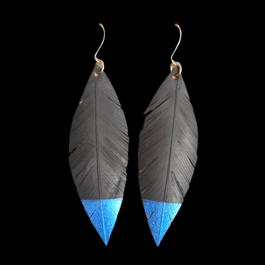 Pique Feather Earrings | Bright Blue Tip