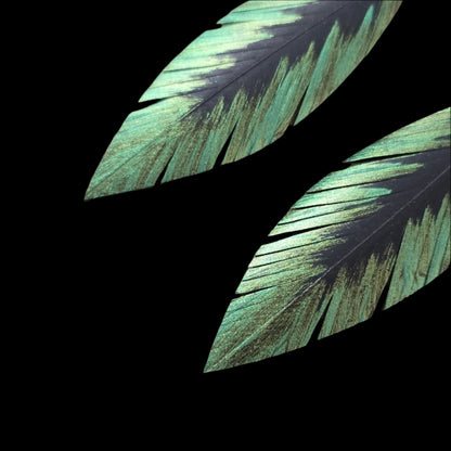 Pique Feather Earrings | Green Gold
