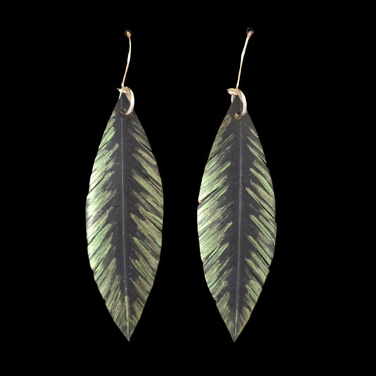 Pique Feather Earrings | Olive