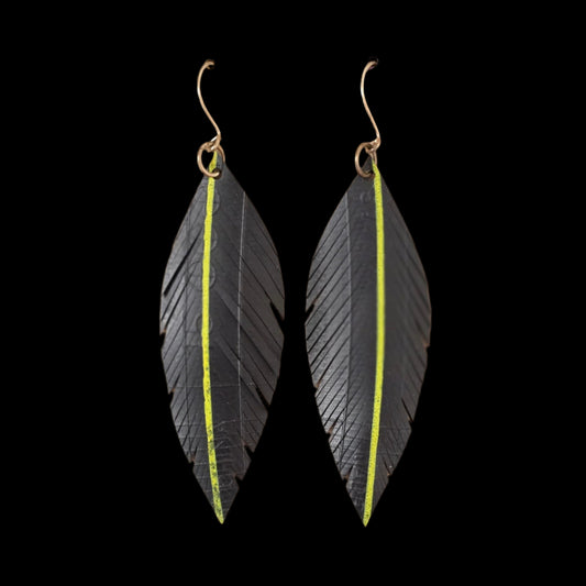 Pique Feather Earrings | Yellow Stripe
