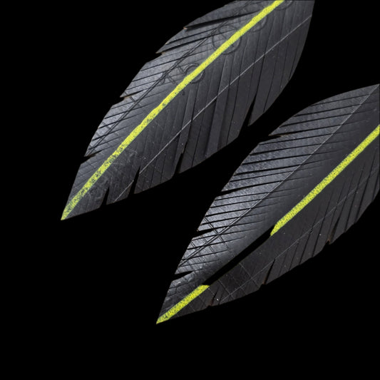 Pique Feather Earrings | Yellow Stripe