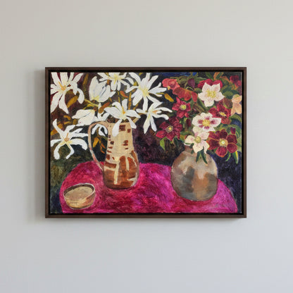 Michelia & Winter Roses Painting | Mixed Media