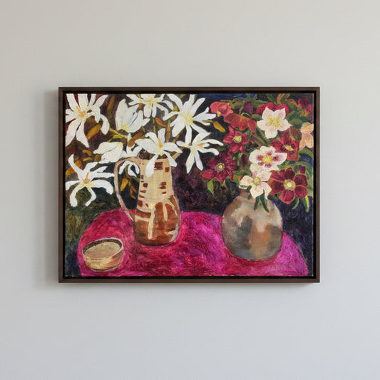 Michelia & Winter Roses Painting | Mixed Media