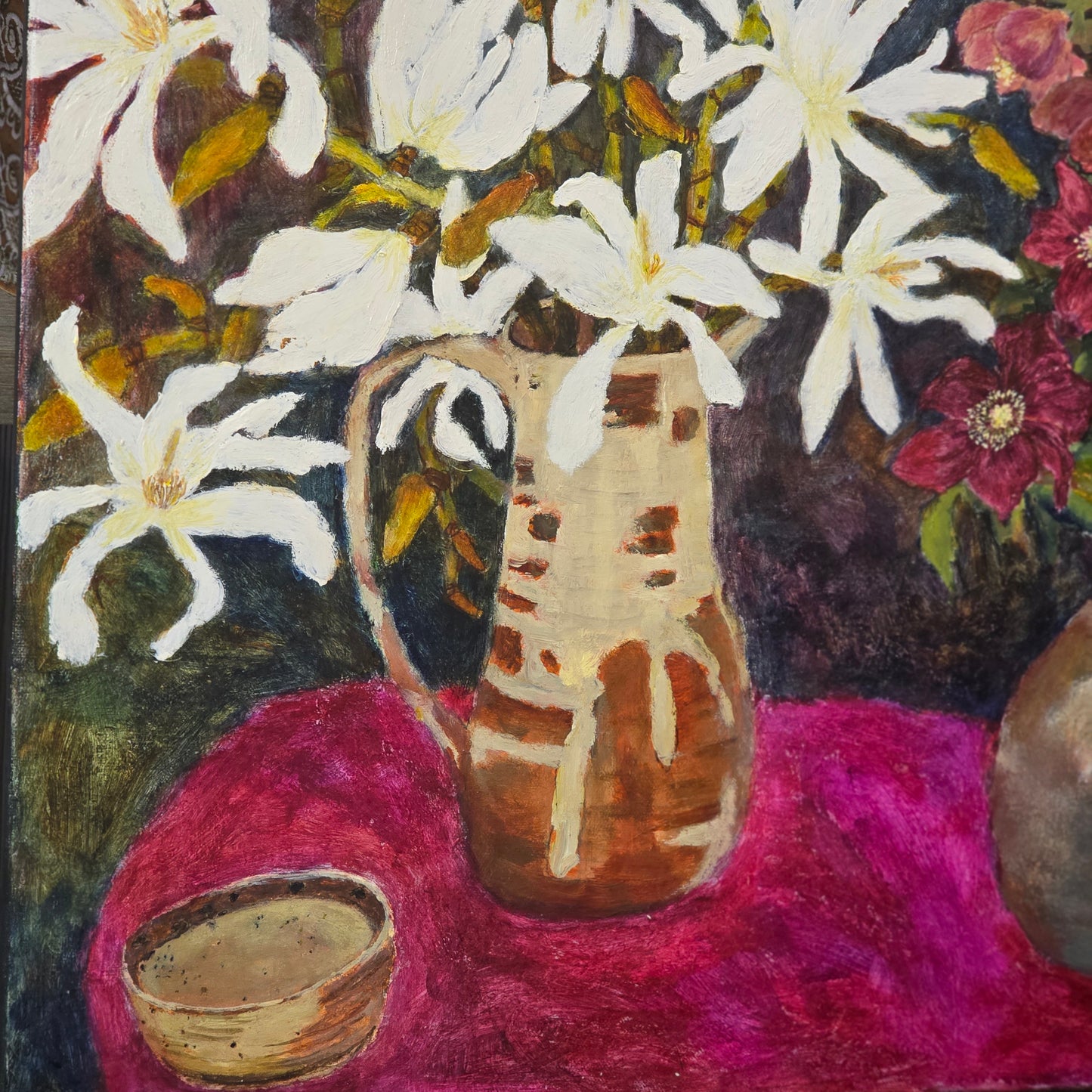 Michelia & Winter Roses Painting | Mixed Media
