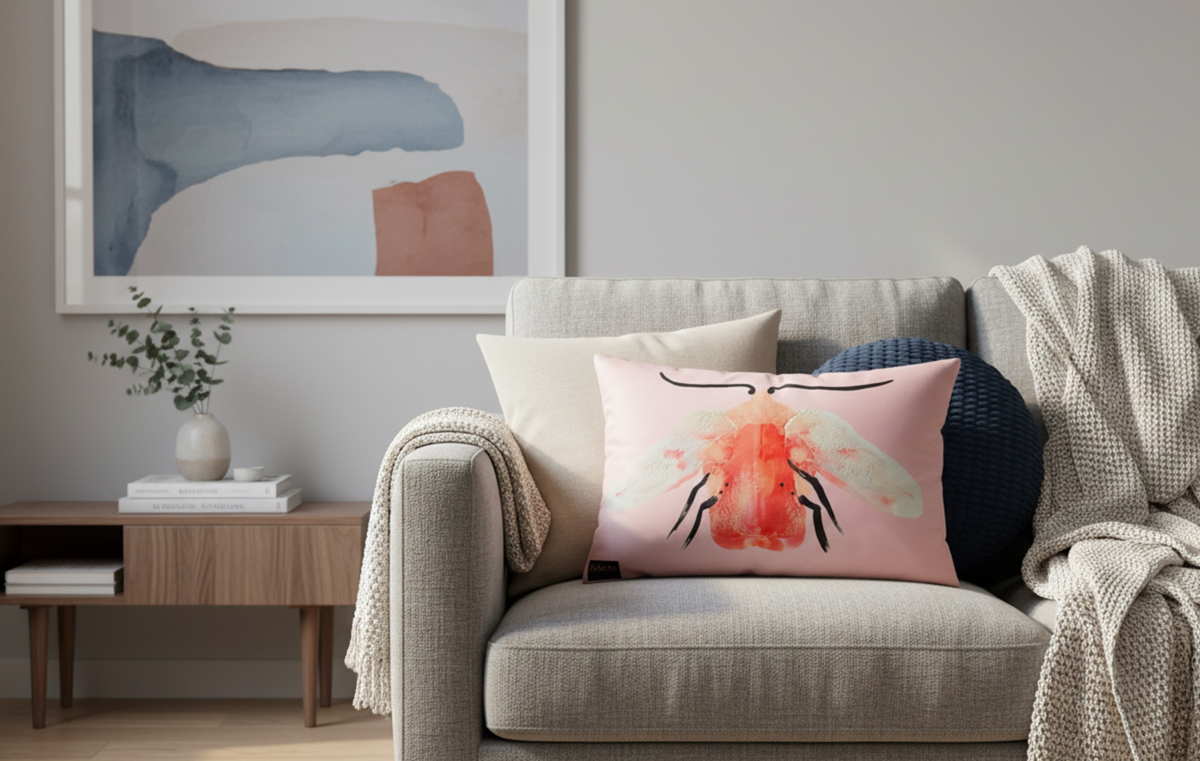 Pink Moth | Velvet Cushion