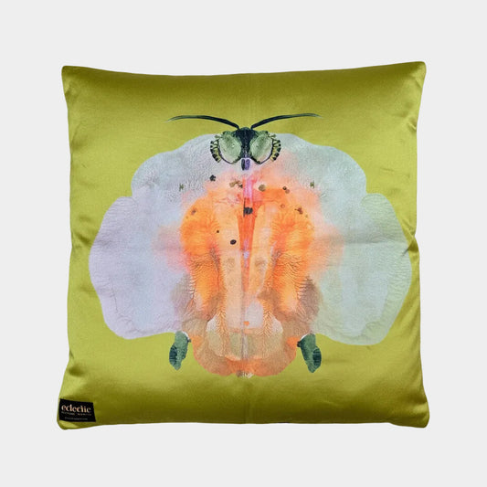 Mustard + Pink Moth | Velvet Cushion