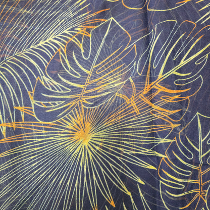 Navy with neon Monstera Scarf