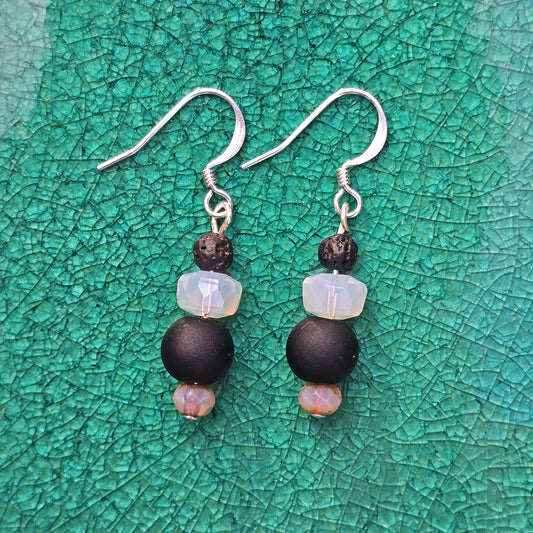 Lava + Agate Quartz Earrings - Set 14 | 2 Styles