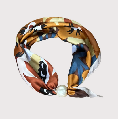 Pearl Fasten Neck Scarf | Retro Floral