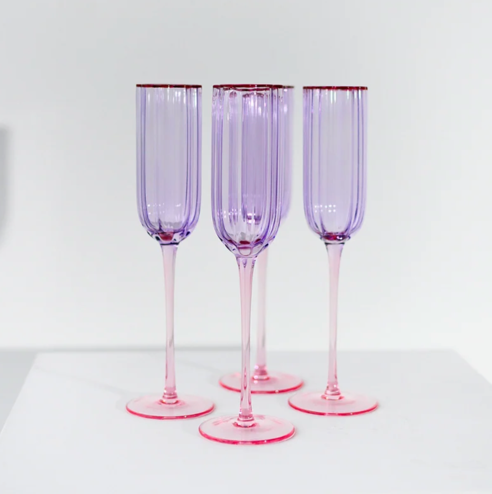 Petal Champagne Flute - Set of 4  | Lilac/Blush