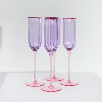 Petal Champagne Flute - Set of 4  | Lilac/Blush