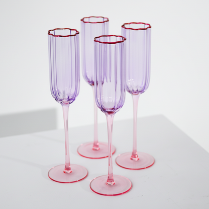 Petal Champagne Flute - Set of 4  | Lilac/Blush
