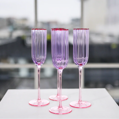 Petal Champagne Flute - Set of 4  | Lilac/Blush