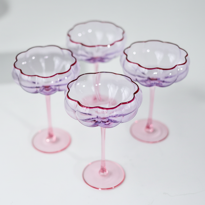 Petal Cocktail Glass - Set of 4  | Lilac/Blush