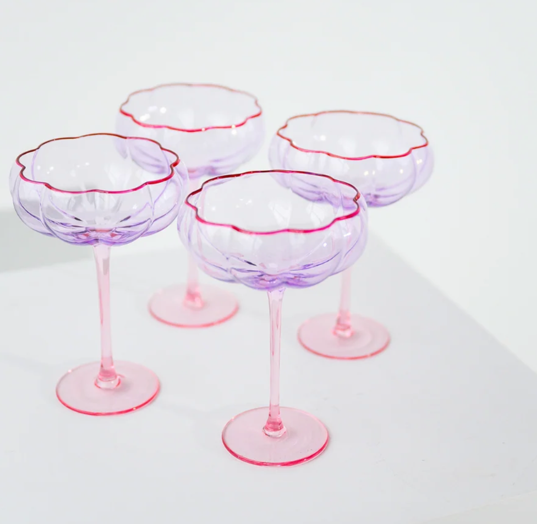 Petal Cocktail Glass - Set of 4  | Lilac/Blush