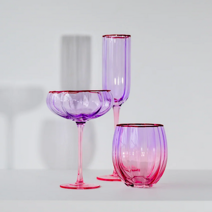 Petal Stemless Glass - Set of 4  | Lilac/Blush