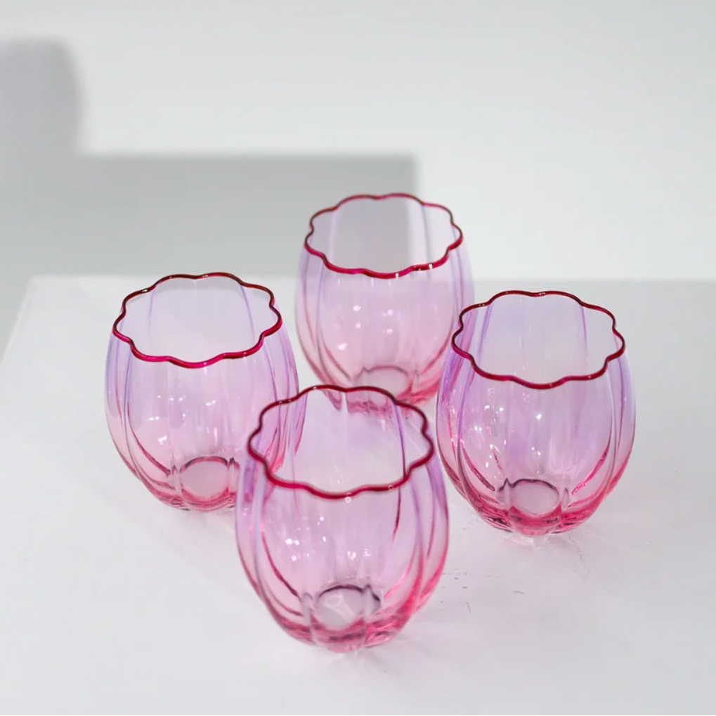 Petal Stemless Glass - Set of 4  | Lilac/Blush