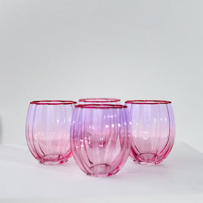 Petal Stemless Glass - Set of 4  | Lilac/Blush