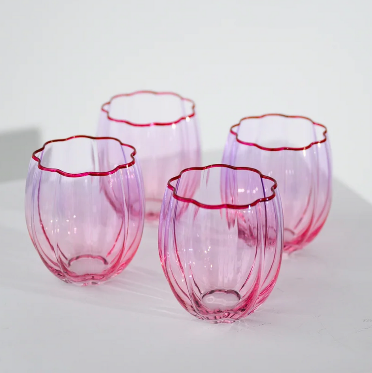 Petal Stemless Glass - Set of 4  | Lilac/Blush