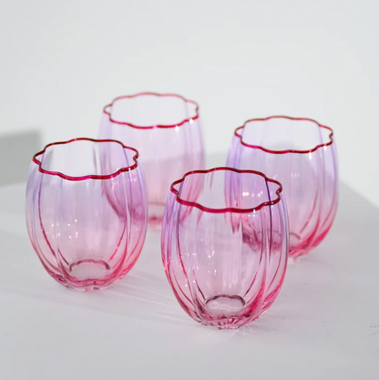 Petal Stemless Glass - Set of 4  | Lilac/Blush