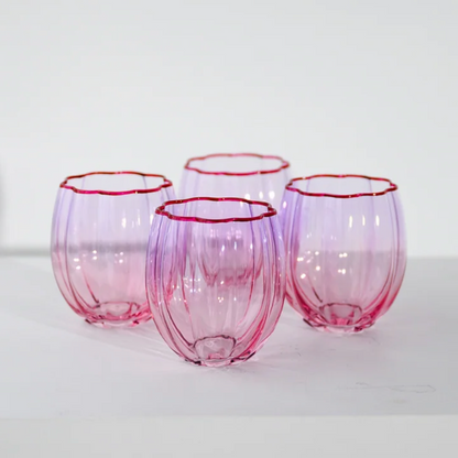 Petal Stemless Glass - Set of 4  | Lilac/Blush