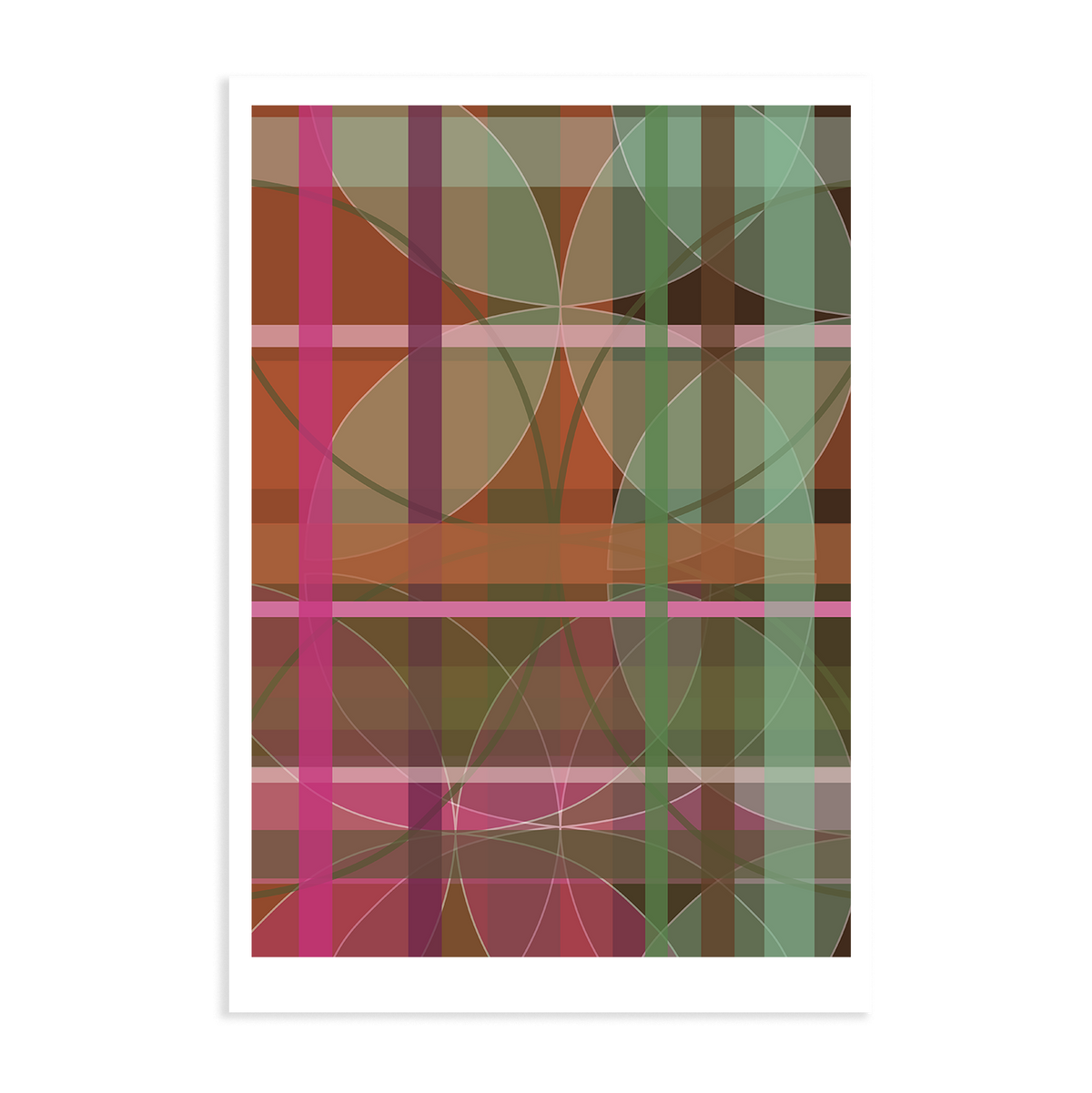 Pink Tartan Flora Art Print