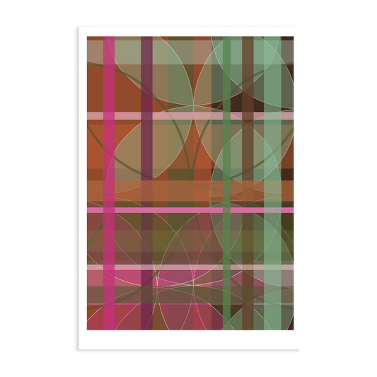 Pink Tartan Flora Art Print