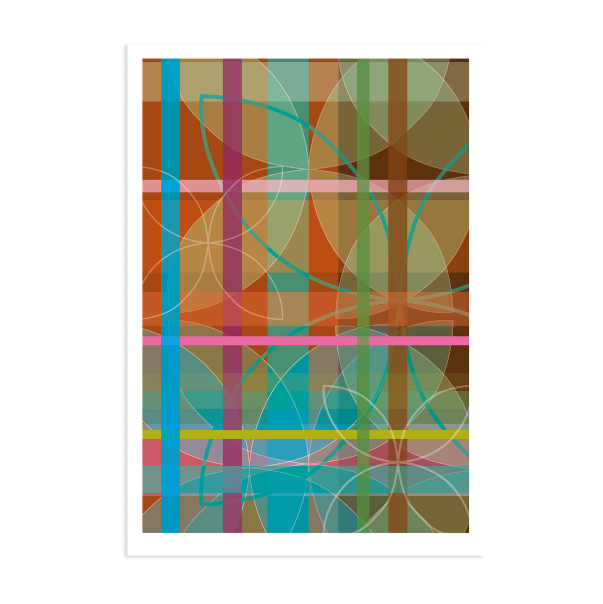 Blue Tartan Flora Art Print
