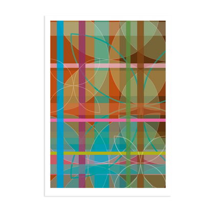 Blue Tartan Flora Art Print