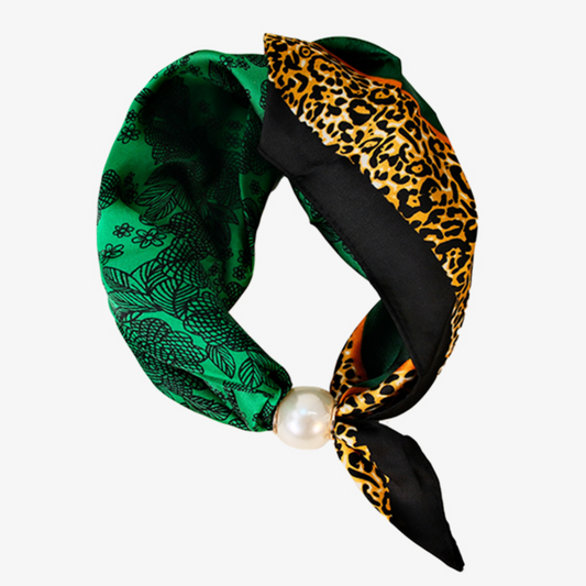Pearl Fasten Neck Scarf | Emerald Safari