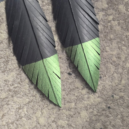 Robin Feather Earrings | Olive Tip