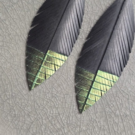 Feather Earrings | Green Gold Tip