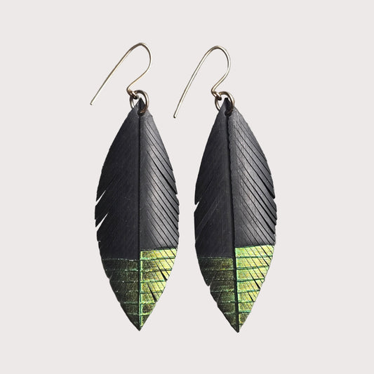 Feather Earrings | Green Gold Tip