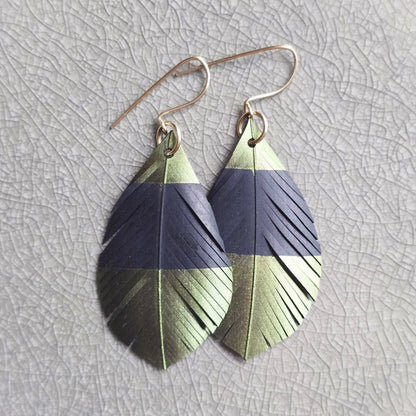 Feather Earrings | Olive