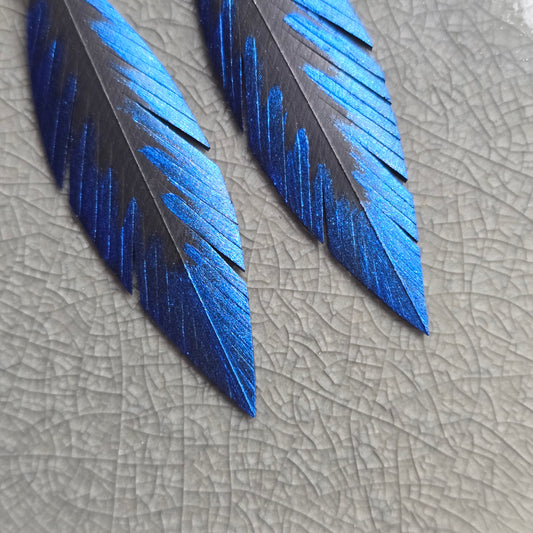 Pique Feather Earrings | Blue