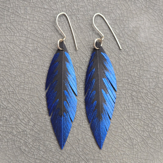 Pique Feather Earrings | Blue
