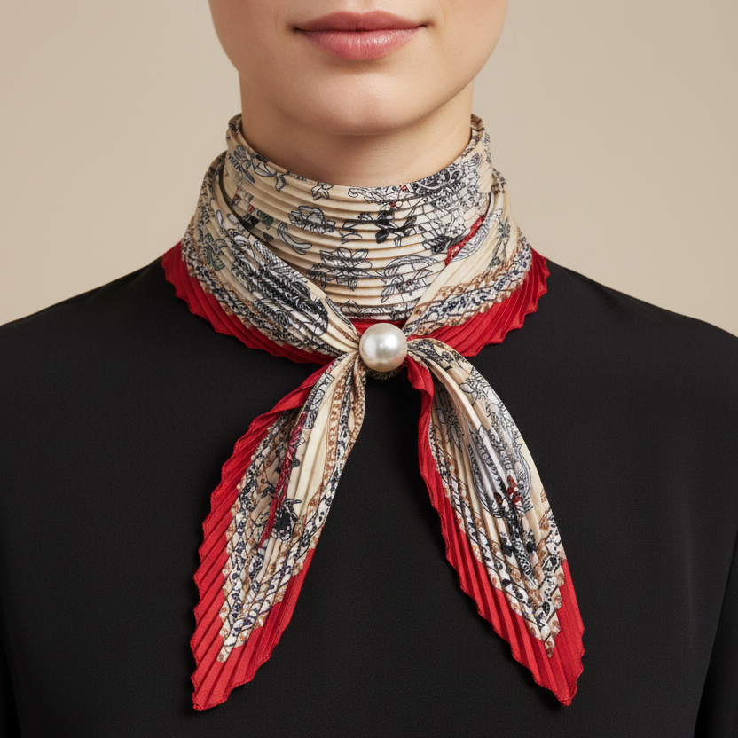 Pleated Pearl Neck Scarf | Rosalie