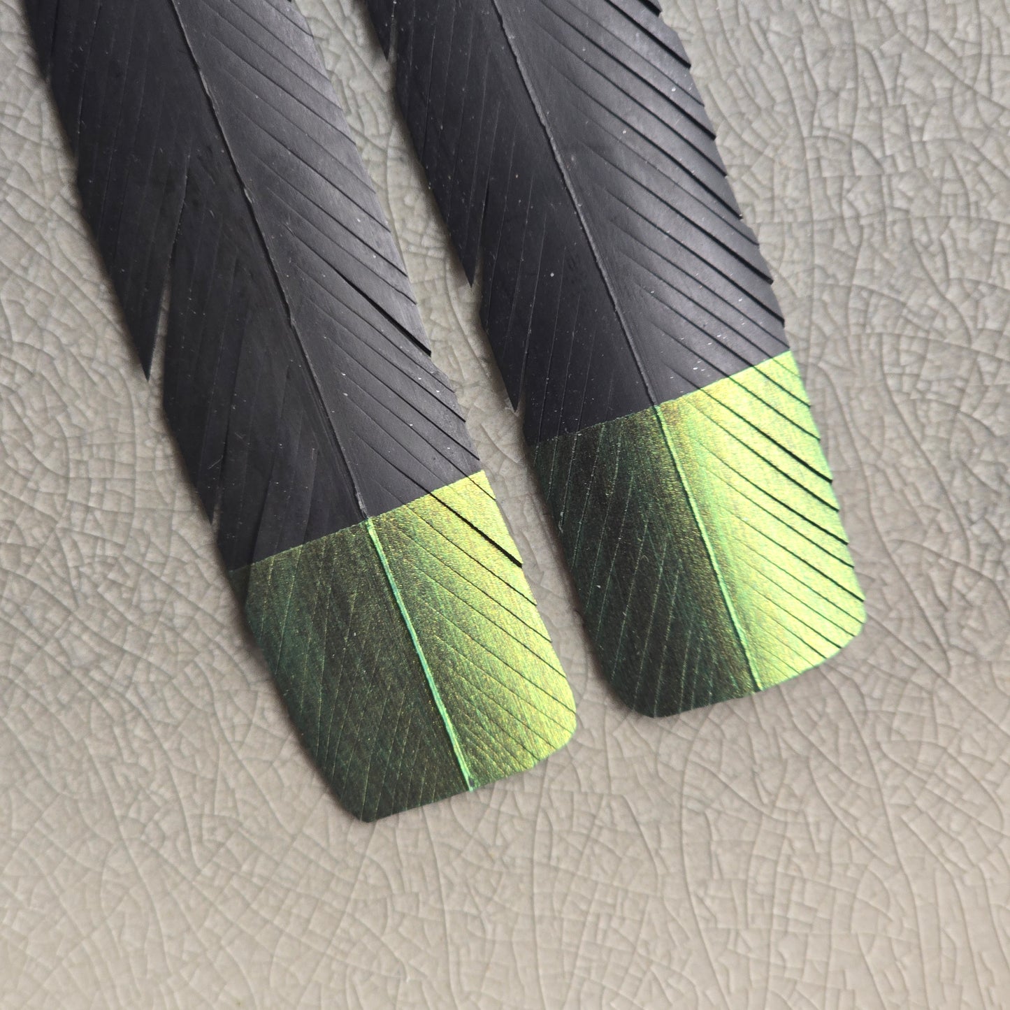 Huia Feather Earrings | Green Gold